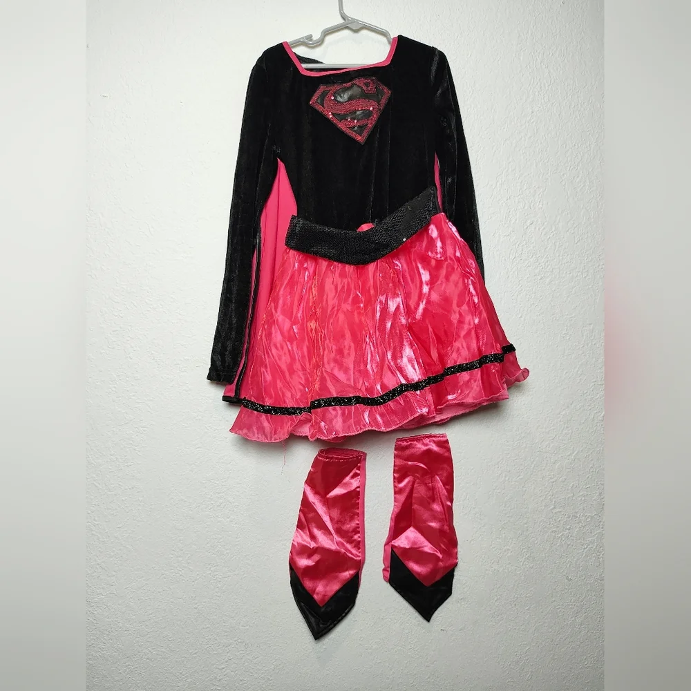 Superhero Kids Costume in Black and Pink